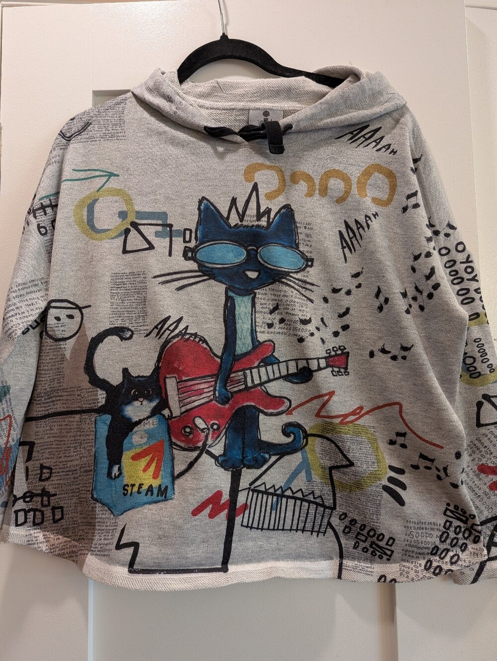 Novelty Print Cat Hoodie,S